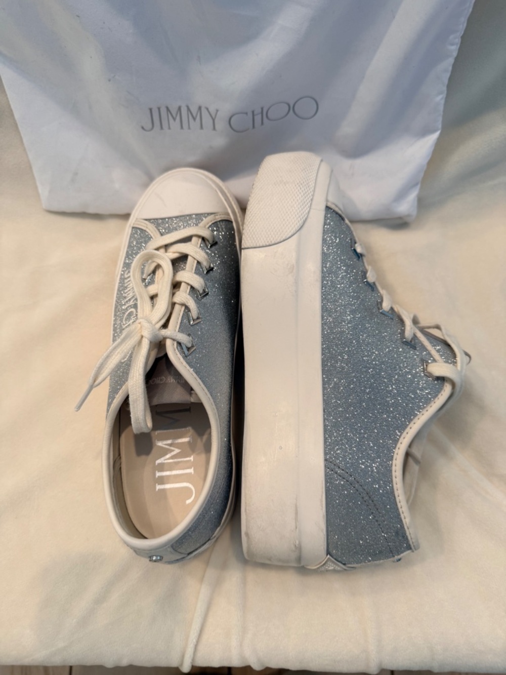 Jimmy Choo Glitter Silver Sneakers - Picture 6 of 11